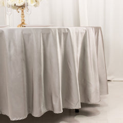 Scuba Round 108" Tablecloth Shimmering Silver - Wrinkle Free & Stain Resistant Table Cover