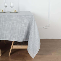 Linen 72"x72" Table Overlay Square Tablecloth Silver - Slubby Textured Wrinkle-Resistant Design for Stylish Occasions