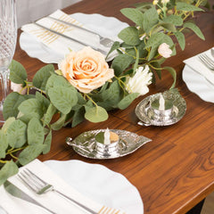 3-Pack Metal Votive Candle Holders Maple Leaf Design Shiny Silver - Vintage Mini Tea Cup Saucers 5"