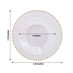 10-Pack Plastic Dessert Salad Bowls Clear Round Design with Gold Beaded Rim - Disposable Soup Bowls 12oz