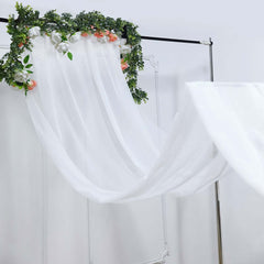 5ftx32ft White Chiffon Curtain Panel, Durable Flame Resistant Backdrop Ceiling Drapery With Rod Pocket