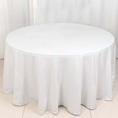 100% Cotton 120" Round Tablecloth White Linen - Seamless, Soft & Breathable Table Cover