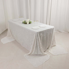 Premium Crushed Velvet 90"x156" Rectangle Tablecloth White - Reusable Soft & Sophisticated Seamless Table Cover