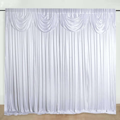20ftx10ft White Premium Double Drape Satin Event Curtain Drapes, Glossy Photo Backdrop Event Panel