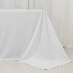 Fire Retardant Premium Polyester 90"x156" Rectangular Tablecloth White - Stylish High-Performance Seamless Table Cover for Large Gatherings