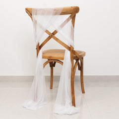 20-Pack Sheer Chair Drape Decor in White – 9ft Shimmer Sash, Wrinkle-Free