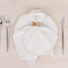 5 Pack Premium Crushed Velvet 20"x20" Napkins White - Rich & Textured Finish Dinner Napkins for Classy Events