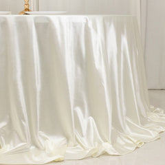 Scuba Round 132" Tablecloth Shimmering Pearl White - Wrinkle Free, Stain Resistant & Seamless Table Cover