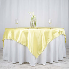 Satin 72"x72" Table Overlay Square Tablecloth Yellow - Smooth Finish Table Cover