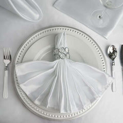 5 Pack Satin 20"x20" Napkins White - Luxurious Shine & Smooth Dinner Napkins for Upscale Events