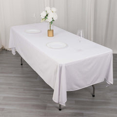 Scuba Rectangular 60"x102" Tablecloth White - Wrinkle Free & Stain Resistant Table Cover for Weddings and Banquets
