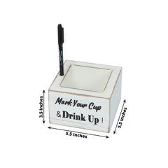 Rustic Wooden Solo Cup Holder Whitewashed with Black Marker - Farmhouse Party Dispenser Box 5.5"