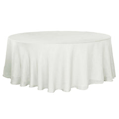 Faux Linen 108" Round Tablecloth White - Slubby Textured & Wrinkle Resistant for Banquets and Receptions