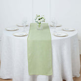Faux Linen 14"x108" Table Runner Sage Green - Rustic Style Table Decor