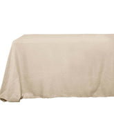 Faux Linen 90"x156" Rectangular Tablecloth Beige - Slubby Texture Wrinkle-Resistant Seamless Table Cover