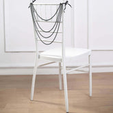 Faux Pearl Beaded 16" Chair Back Garland Sash Black Gatsby-Inspired Style - Pre-Tied Chic Wedding Decor for Chiavari Chairs