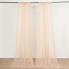 2 Pack Nude Sheer Chiffon Event Curtain Drapes, Durable Flame Resistant Organza Backdrop Event Panels With Rod Pockets - 10ftx10ft
