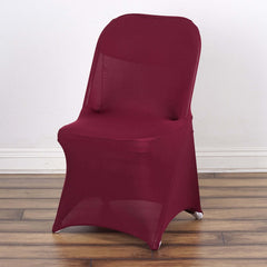 Stretch Spandex Chair Cover Burgundy for Folding Chairs - Reusable & Wrinkle-Resistant 160GSM Fitted Slipcover