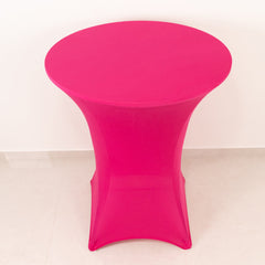 Spandex 36" Round Cocktail Table Cover Fuchsia - Easy to Maintain Stretch Fitted Highboy Tablecloth