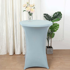 Spandex 30" Round Cocktail Table Cover Dusty Blue - Easy to Maintain Stretch Fitted Highboy Tablecloth