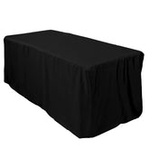 Fitted Polyester 72"x30" Rectangle Tablecloth Black - Sleek and Durable for Events