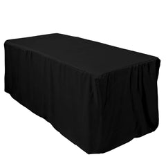 Fitted Polyester 72"x30" Rectangle Tablecloth Black - Sleek and Durable for Events