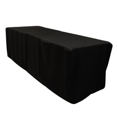 Fitted Polyester 96"x24"x30" Rectangle Tablecloth Black - Secure Fit for Unique Table Sizes