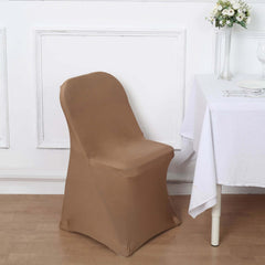 Stretch Spandex Chair Cover Taupe for Folding Chairs - Reusable & Wrinkle-Resistant 160GSM Fitted Slipcover