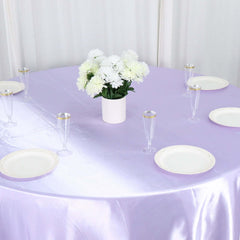 Satin 120" Round Tablecloth Lavender Lilac - Stylish Seamless Table Cover