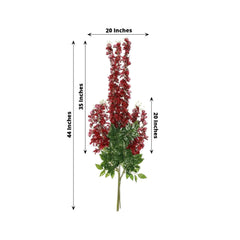 5 Pack 44" Silk Hanging Wisteria Flower Garland Vines in Burgundy, 3 Strands in 1 Bush