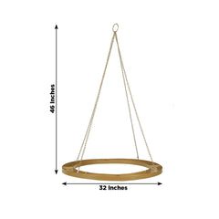 Gold Hanging Metal Floral Chandelier Frame - 32" Circular Lighting, Candle and Floral Display Base