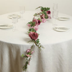 6ft Dusty Rose Silk Rose Peony Flower Garland, Mixed Floral Greenery Garland Artificial Hanging Vine