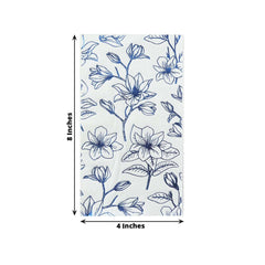 50-Pack Paper Dinner Napkins White with Blue Magnolia Flowers Print 2-Ply - Disposable Soft Napkins for Parties