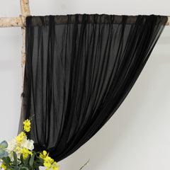 Black Sheer Backdrop Drape – 5ft x 14ft Wedding Arch & Ceiling Decor Panel, Wrinkle Free with Soft Shimmer