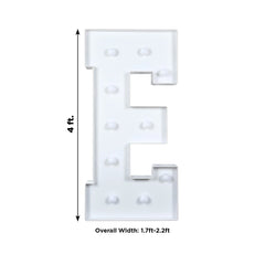 Giant LED Marquee Light Up Letter "E", White 4ft Pre-Cut Foam Board with 10 Warm White Battery Operated LEDs, Glue Gun and Sticks