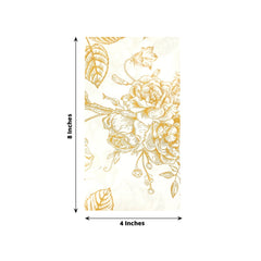 50-Pack Paper Dinner Napkins White with Gold French Toile Floral Pattern 2-Ply - Stylish Disposable Napkins for Events