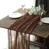 Gauze Cheesecloth 10ft Table Runner Cinnamon Brown - Rustic Boho Style