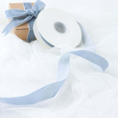 10 Yards Dusty Blue 1" Velvet Single Faced Ribbon Spool, DIY Craft Supplies, Velvet and Nylon Ribbon Roll
