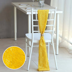 5 Pack Polyester Chair Sashes Gold Metallic Tinsel Fringe - Easy to Use Sparkly Chair Bows 6"x108"