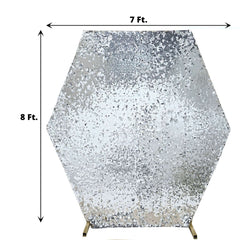 8ftx7ft Silver Big Payette Sequin Sparkly Hexagon Backdrop Stand Cover
