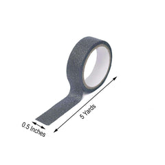 5 Pack 0.5"x5 Yards Charcoal Gray Washi DIY Craft Glitter Tape