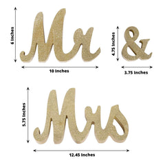 Wooden "Mr & Mrs" Freestanding Letters Gold Glittered - Rustic Glam Wedding Table Display Signs