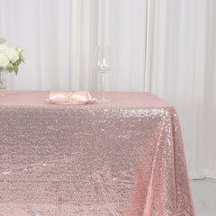 Sequin 60"x126" Rectangle Tablecloth Rose Gold - Glittering Finish Table Cover