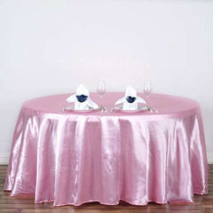 Satin 120" Round Tablecloth Pink - Stylish Seamless Table Cover