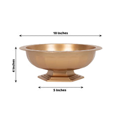 3-Pack Plastic Footed Compote Bowl Flower Vases Roman Style Gold - Round Decorative Pedestal Table Centerpieces 10"