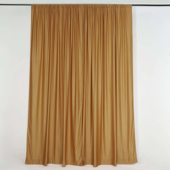 2 Pack Gold Scuba Polyester Event Curtain Drapes, Durable Flame Resistant Backdrop Event Panels Wrinkle Free with Rod Pockets - 10ftx10ft