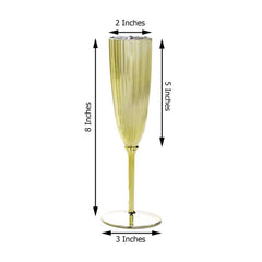 6-Pack Plastic Champagne Flutes in Metallic Gold - Classy Disposable Champagne Glasses for Toasting & Cocktail Parties 5oz