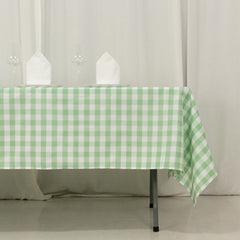 Polyester 60"x102" Rectangle Tablecloth White/Sage Green - Checkered Buffalo Plaid Table Cover