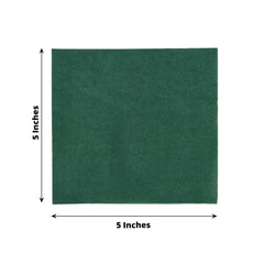 50-Pack Paper Beverage Napkins Hunter Emerald Green - 2 Ply Disposable Soft 18GSM Cocktail Napkins 5"x5"