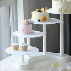 4-Tier Plastic Cake Stand with Half Moon Base White for Weddings Tea Parties & Home Gatherings 17"